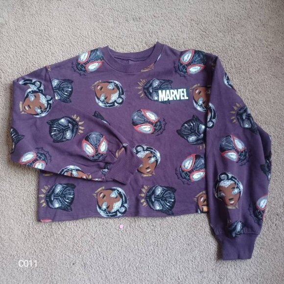 Marvel Sweatshirt Black Panther‎ Nikkolas Smith Women Graphic Purple Sz S Tee - Picture 1 of 8